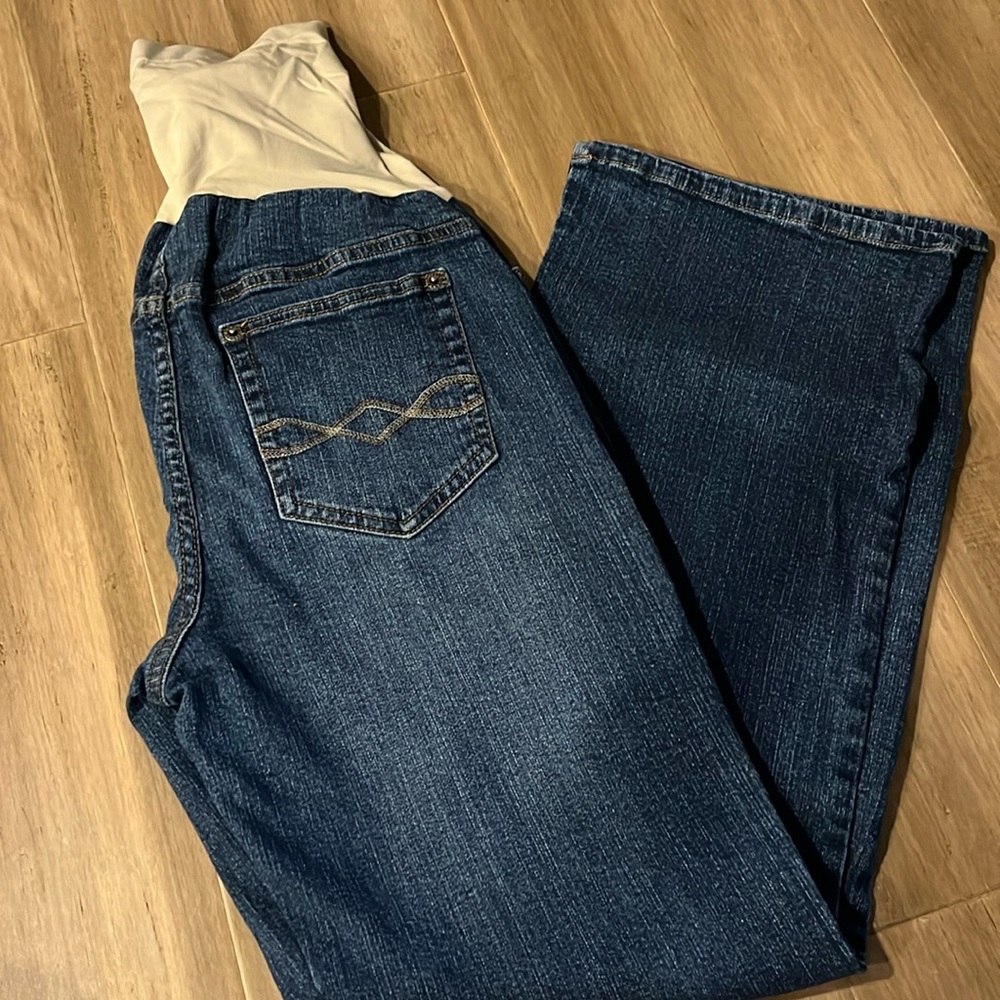 Motherhood Petite Medium Wide Leg Maternity Jeans